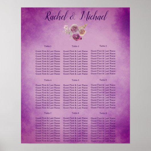  paars Floral Charm Wedding Poster (Voorkant)