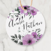 Paars Floral Cute Romantic Script Weduwschap Bedankjes Labels (Achterkant)