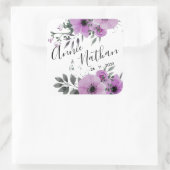  Paars Floral Cute Romantic Script Weduwschap Vierkante Sticker (Tas)