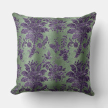 Paars Floral Damask Green Pattern