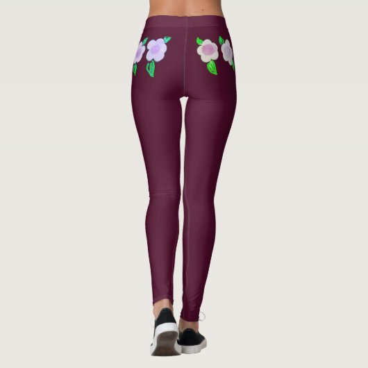 Paars Floral design Leggings (Achterkant)