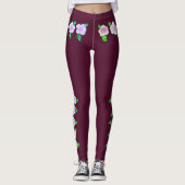 Paars Floral design Leggings (Voorkant)