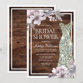 Paars Floral Diamond Dress Rustisch Vrijgezellenfe Kaart (Voorkant / Achterkant)