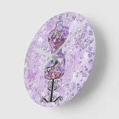 Paars Floral Dress Form Bokeh Bling Ronde Klok (Hoek)