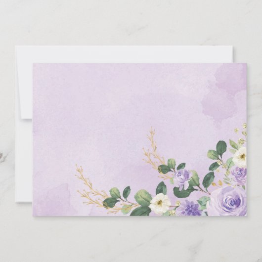 Paars Floral Elephant Baby shower Hartelijk dank Kaart (Achterkant)