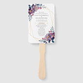 Paars Floral Geometric Botanical Wedding Programme Handwaaier (Voorkant)