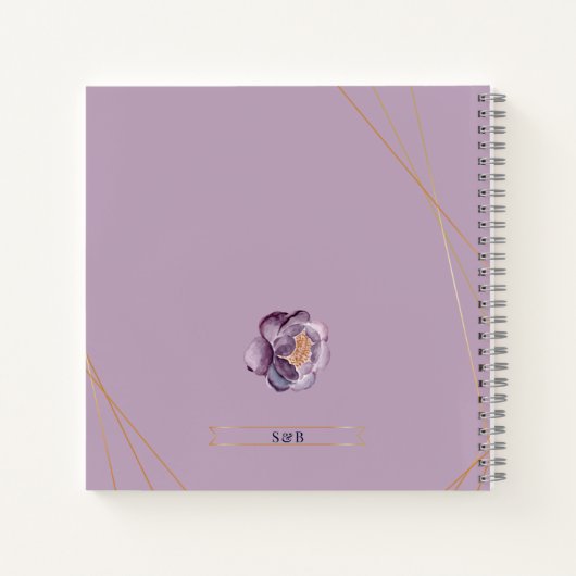 Paars Floral Geometric Wedding Guest Book Notitieboek (Achterkant)