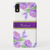  Paars Floral Gold Lavender Greenery Case-Mate iPhone Case (Achterkant)