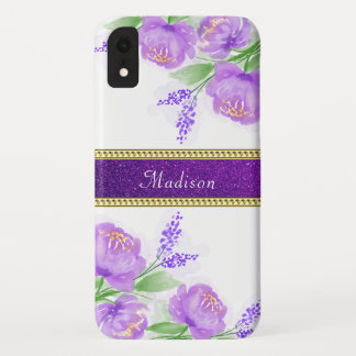  Paars Floral Gold Lavender Greenery Case-Mate iPhone Case