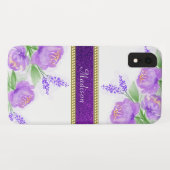  Paars Floral Gold Lavender Greenery Case-Mate iPhone Case (Achterkant (horizontaal))