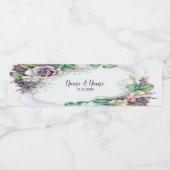 Paars Floral Green Foliage Rustige bruiloft Waterfles Etiket (Enkel label)