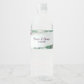 Paars Floral Green Foliage Rustige bruiloft Waterfles Etiket (Voorkant)
