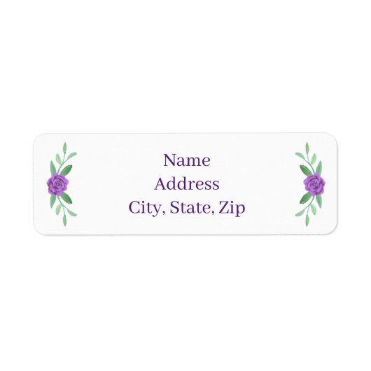 Paars Floral Greenery Foliage Adresetiketten Etiket (Voorkant)