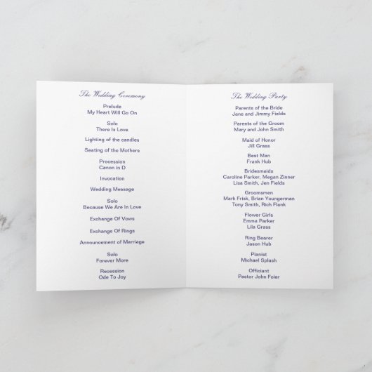 Paars Floral Greenery Foliage Wedding Programme Kaart (Binnen)
