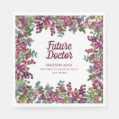 Paars Floral Greenery Future Doctor Afstuderen Servet (Voorkant)
