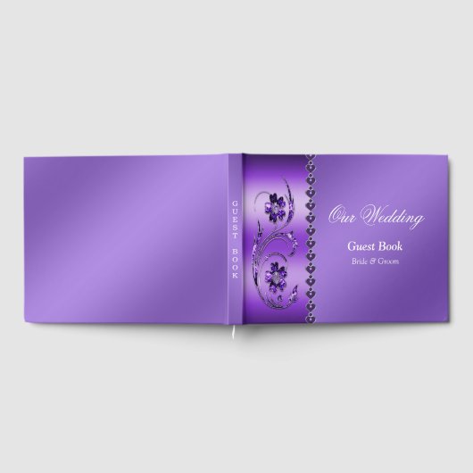 Paars Floral Guest Book Gastenboek (Volledig)