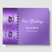 Paars Floral Guest Book Gastenboek (Voorkant)