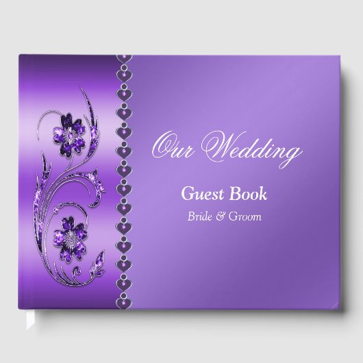 Paars Floral Guest Book Gastenboek (Voorkant)