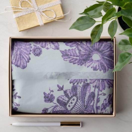 Paars Floral Lace Pattern Tissuepapier (Geschenk)