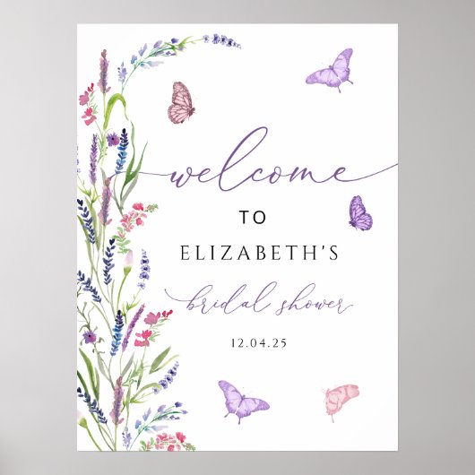 Paars Floral Lavender Vrijgezellenfeest Welkom Poster (Voorkant)