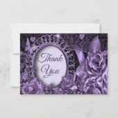 Paars Floral Lijst Elegant Vintage Bedankkaart (Voorkant)