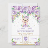 Paars Floral Llama Mama Baby shower Kaart (Voorkant)
