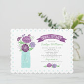Paars Floral Mason Jar Vrijgezellenfeest Kaart (Staand voorkant)