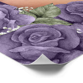 Paars Floral Memorial Funeral Photo Sign Poster (Hoek)