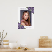 Paars Floral Memorial Funeral Photo Sign Poster (Keuken)