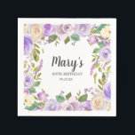 Paars Floral Monogram 90th Birthday Party Napkins Servet<br><div class="desc">Mooie servet voor de viering van je 90ste verjaardagsfeest. Paarse en witte rozen creëer een mooi floraal lijst. De naam van de verjaardagsfeestdag, de 90ste verjaardag en de datum staan in het centrum. Dit artikel maakt deel uit van het Paars van de Roeustische Floral van de 90e verjaardag van het...</div>