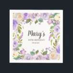 Paars Floral Monogram 90th Birthday Party Napkins Servet<br><div class="desc">Mooie servet voor de viering van je 90ste verjaardagsfeest. Paarse en witte rozen creëer een mooi floraal lijst. De naam van de verjaardagsfeestdag, de 90ste verjaardag en de datum staan in het centrum. Dit artikel maakt deel uit van het Paars van de Roeustische Floral van de 90e verjaardag van het...</div>