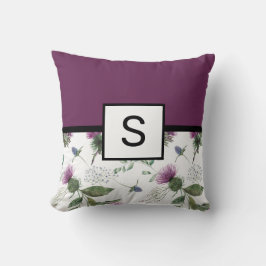 Paars Floral Monogram Sierkussen