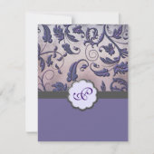 Paars Floral Monogram sparen de Datum Save The Date (Voorkant)