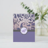 Paars Floral Monogram sparen de Datum Save The Date (Staand voorkant)