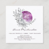 Paars Floral Moon Square Visitekaartje (Achterkant)