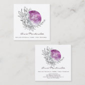 Paars Floral Moon Square Visitekaartje (Voorkant / Achterkant)