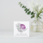 Paars Floral Moon Square Visitekaartje (Staand voorkant)