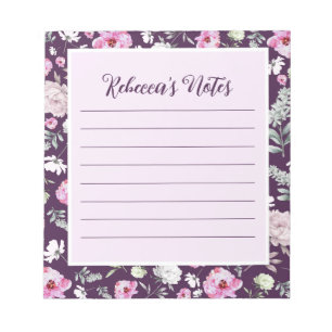 Paars Floral Notitieblok