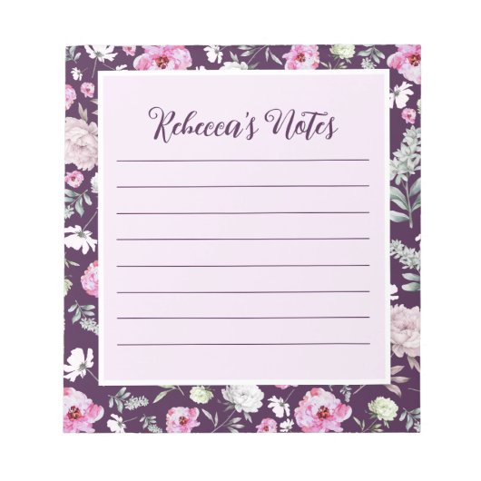 Paars Floral Notitieblok (Voorkant)
