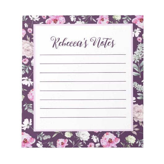 Paars Floral Notitieblok (Voorkant)