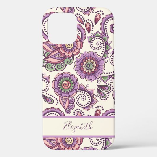 Paars Floral Paisley Unieke Patroon Case-Mate iPhone Case (Achterkant)