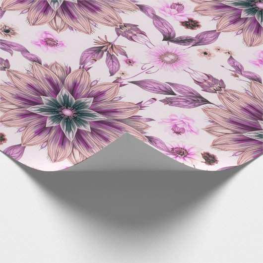 Paars Floral Pattern Cadeaupapier (Hoek)