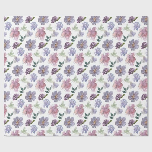 Paars Floral Pattern Cadeaupapier (Vlak)