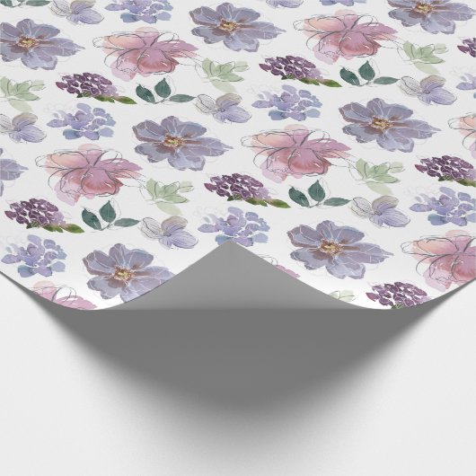 Paars Floral Pattern Cadeaupapier (Hoek)