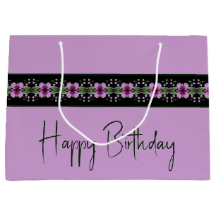 Paars Floral Pattern Groot Cadeauzakje