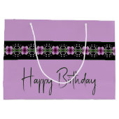 Paars Floral Pattern Groot Cadeauzakje (Achterkant)
