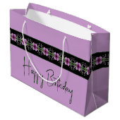 Paars Floral Pattern Groot Cadeauzakje (Achterkant Gekanteld)