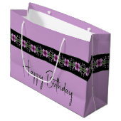 Paars Floral Pattern Groot Cadeauzakje (Voorkant Gekanteld)