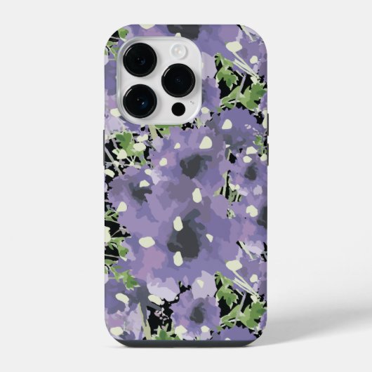 Paars Floral Pattern iPhone Hoesje (Achterkant)