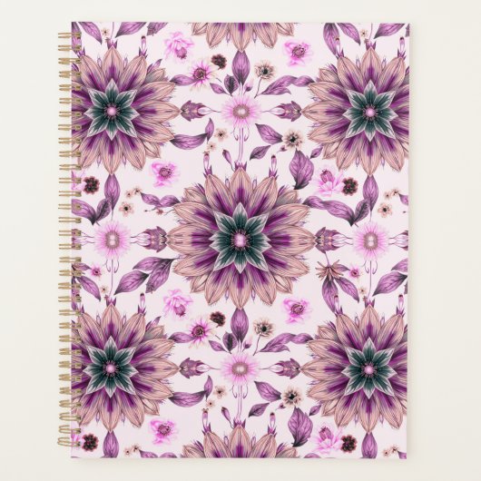 Paars Floral Pattern Planner (Voorkant)